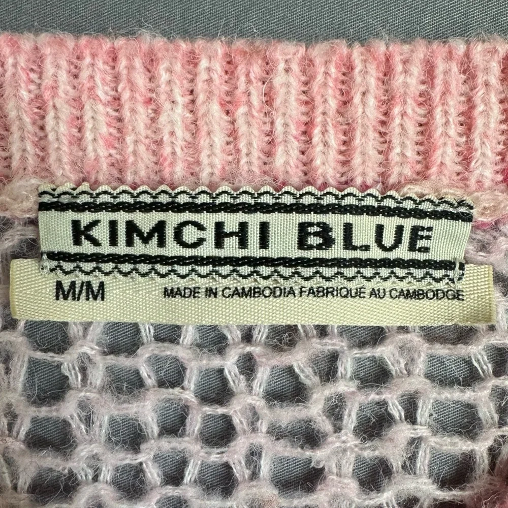 Kimchi Blue top women medium sheer lightweight striped cropped crewneck sweater